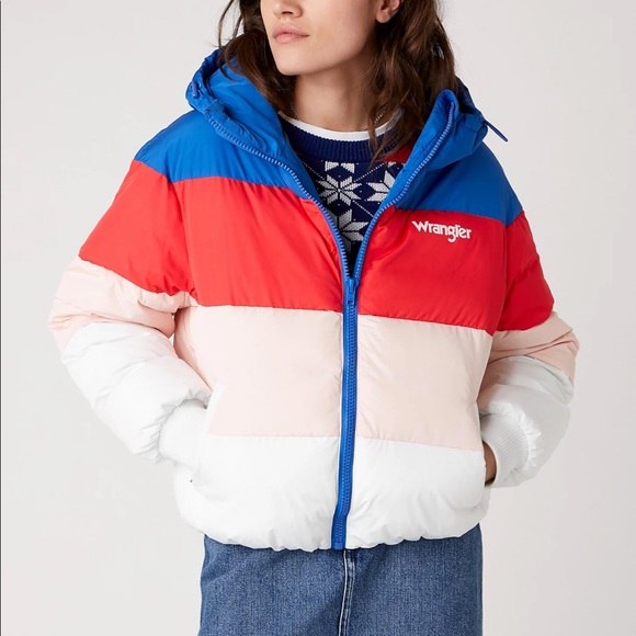 Wrangler Jackets & Blazers - Wrangler Jacket Rainbow Puffer Colorblock Coat
